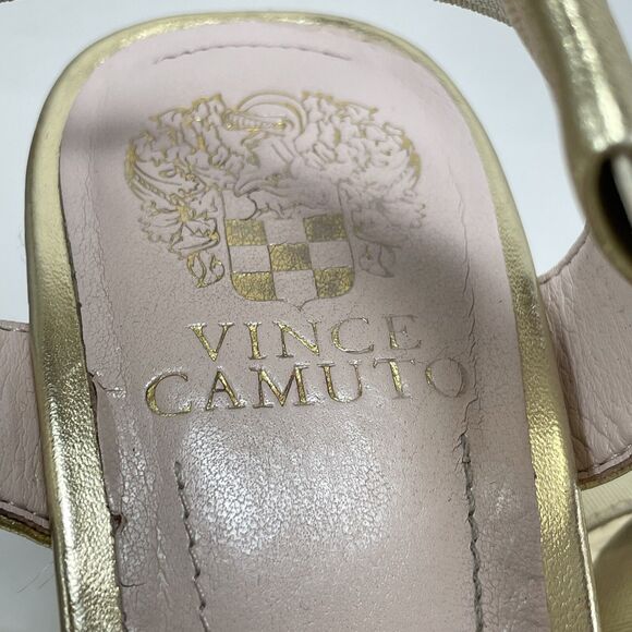Vince Camuto Gold Espadrille Wedge Sandals Women’s 9M Stretch Strap Slip On - Picture 9 of 15